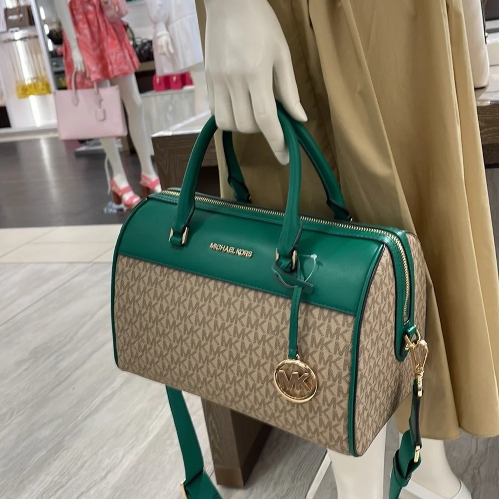 Michael Kors med Duffel Travel - Leather/Coated PALMETTO GREEN MD DUFFLE